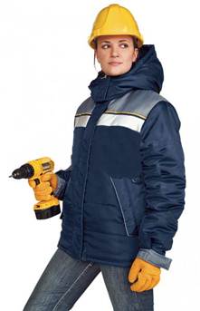 Описание: Куртка женская "Эребус" зимняя т-синяя с серым